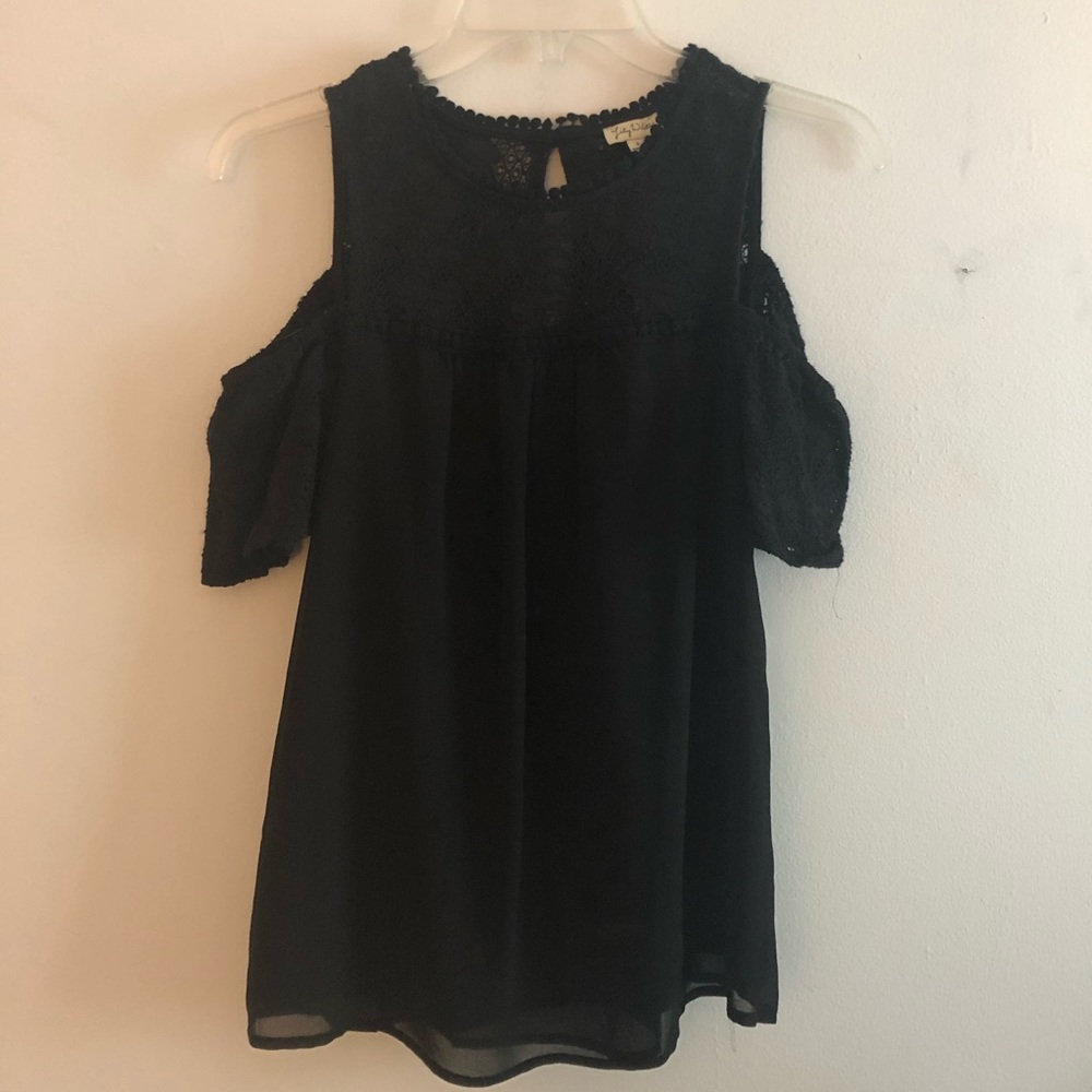 Lily White Black Lace Blouse